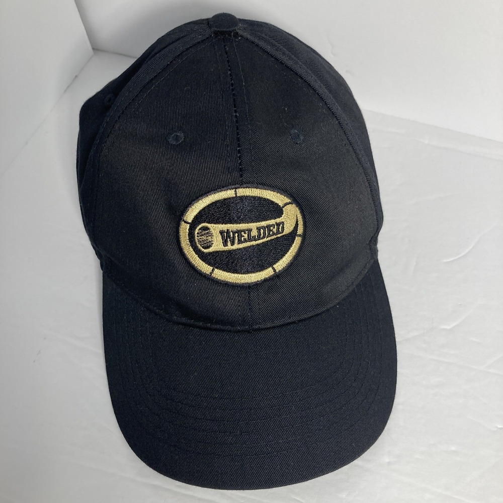 Welded Baseball Cap Hat Black Twill Adjustable Welding Embroidered Head to Toe